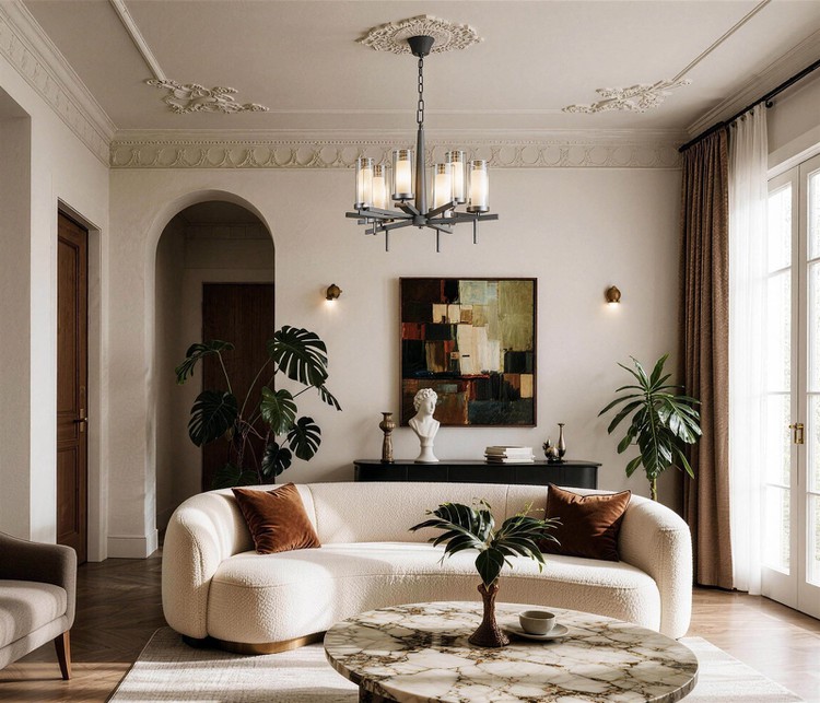 Contemporary Chandelier with Frosted Glass shades Contemporary Chandelier with Frosted Glass shades